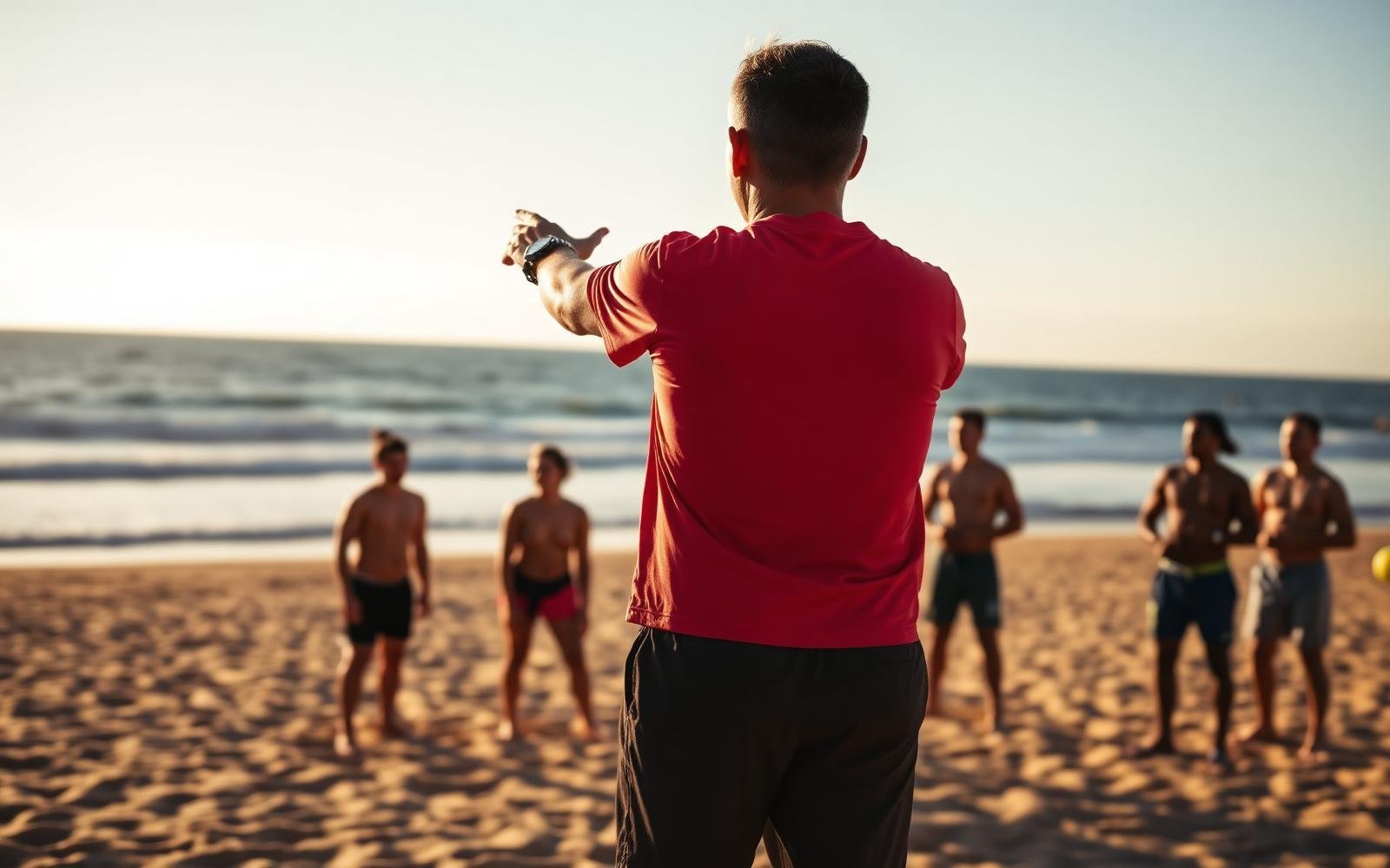 Professor ensinando na areia durante aulão